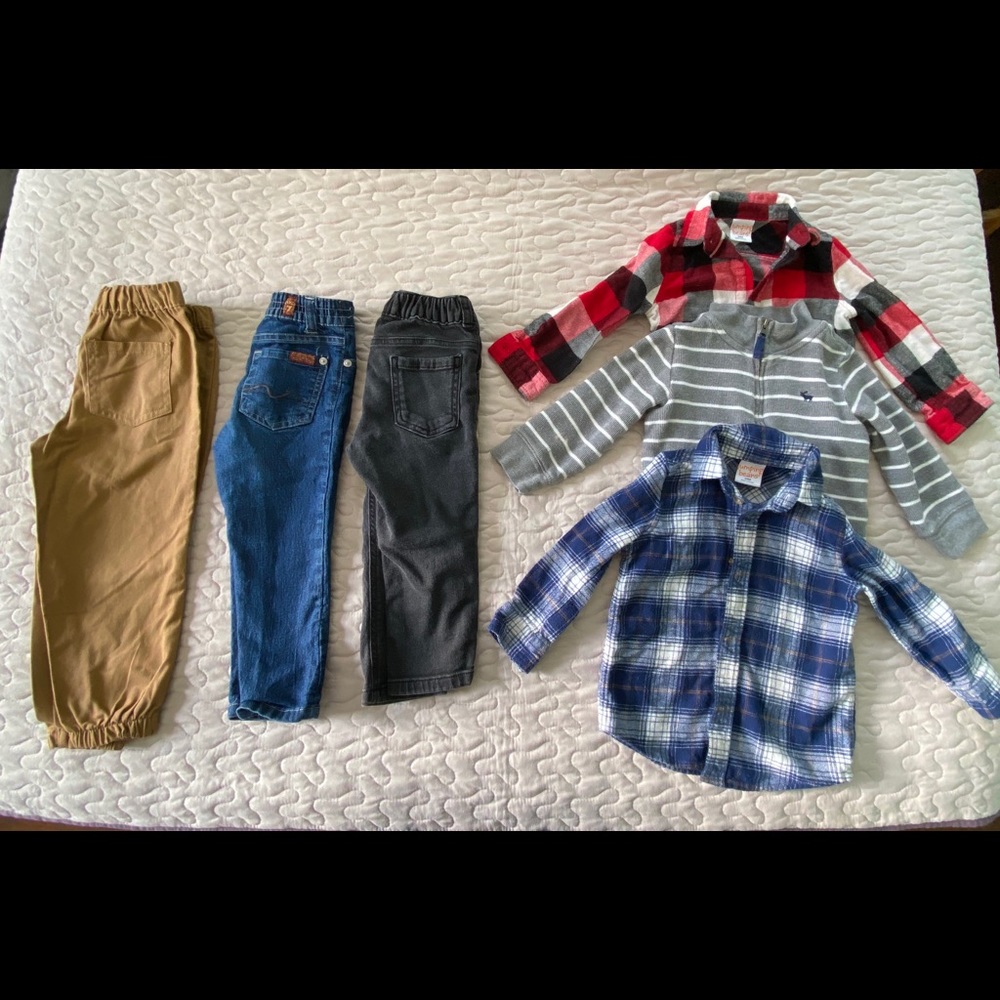 2T 6 piece Lot - Fleece Shirts (3) and Pants (3)